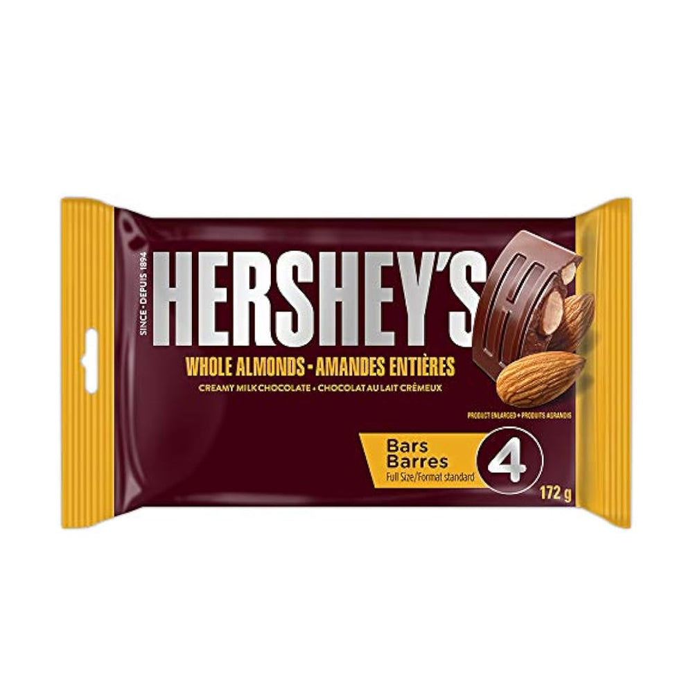 Hersheys Whole Almonds Creamy Milk Chocolate Bars 172g