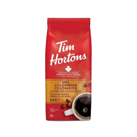 Tim Hortons 100% Colombian Dark Medium Roast Fine Grind Coffee 300g