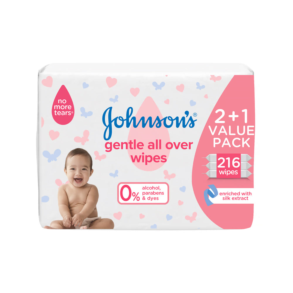 Johnsons 2+1 Gentle All Over Wipes 216s