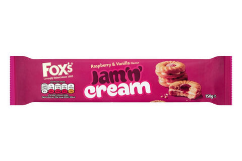 Foxs Jam N Cream Raspberry & Vanilla Biscuits 150g