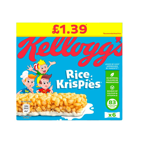 Kelloggs Rice Krispies Cereal Bar 6s