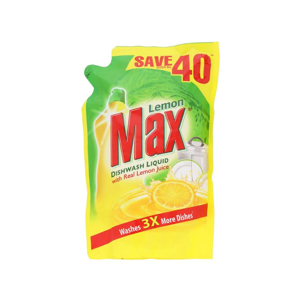 Lemon Max Dishwash Liquid Lemon Pouch 450ml