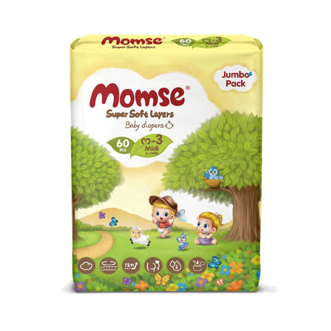 Momse Jumbo Pack Midi-3 Baby Diapers 60pcs