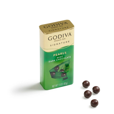 Godiva Pearls Dark Chocolate With Mint Tin 43g