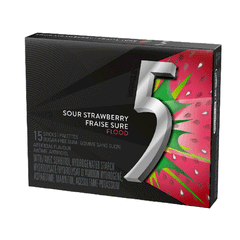 Wrigleys 5 Sour Strawberry Flood Flavoured Gum 15`s