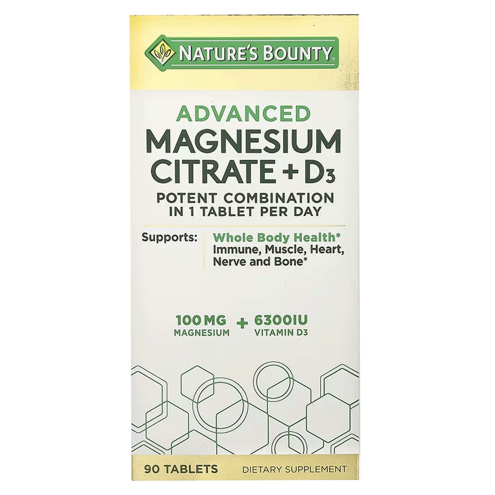 Natures Bounty Advance Magnesium Citrate+D3 100mg 6300 IU 90s Tab