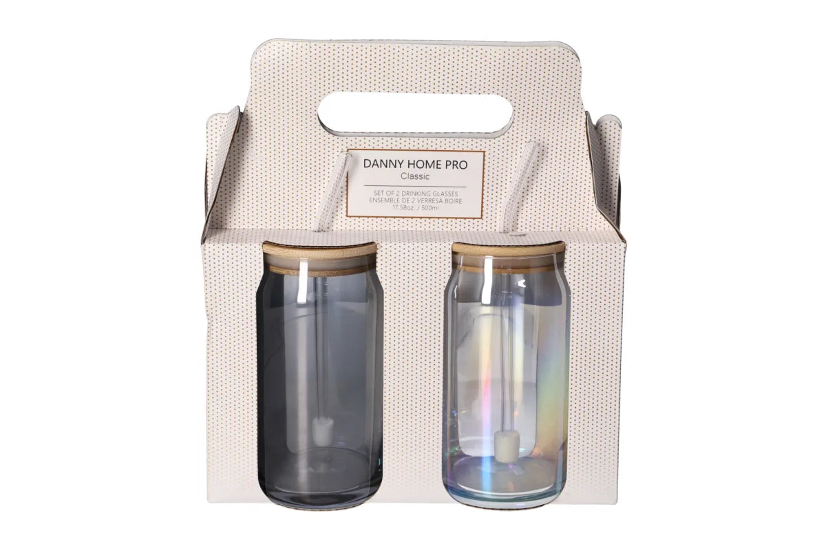 Danny Home Straw Glass 2pcs Set 500ml CB-226