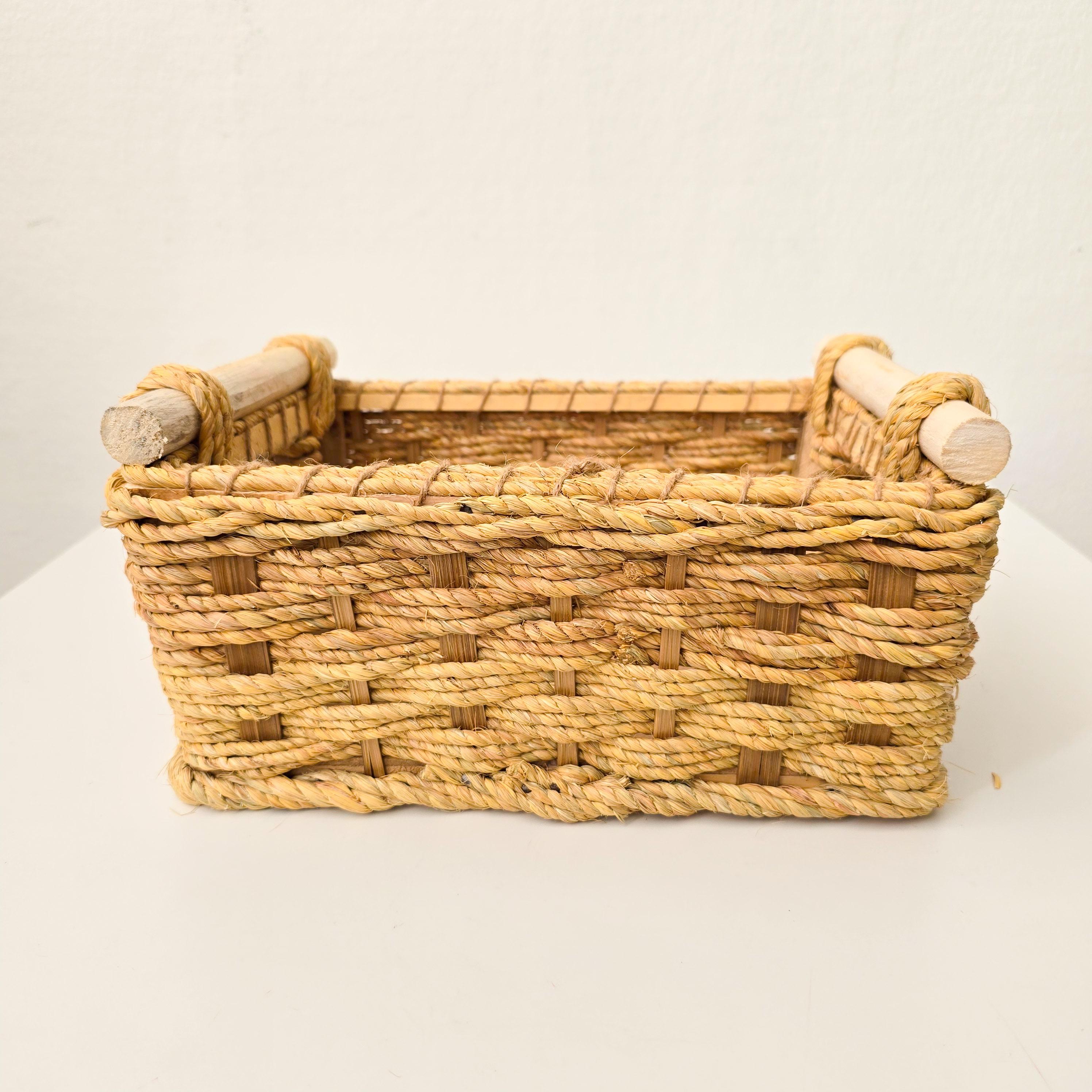Wicker Basket With Handles - Small