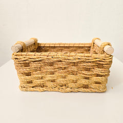 Wicker Basket With Handles - Small