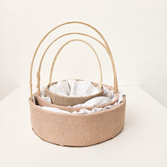 Jute & Satin Basket With Handle