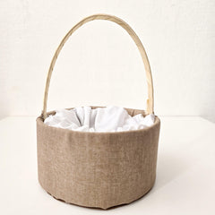 Jute & Satin Basket With Handle - Medium