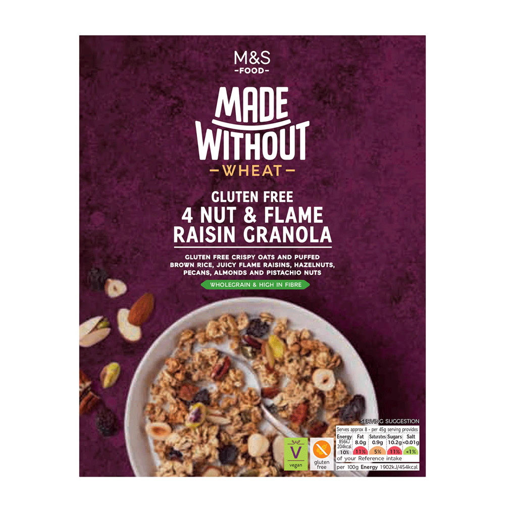 M&S Gluten Free 4 Nut & Flame Raisin Granola 360g