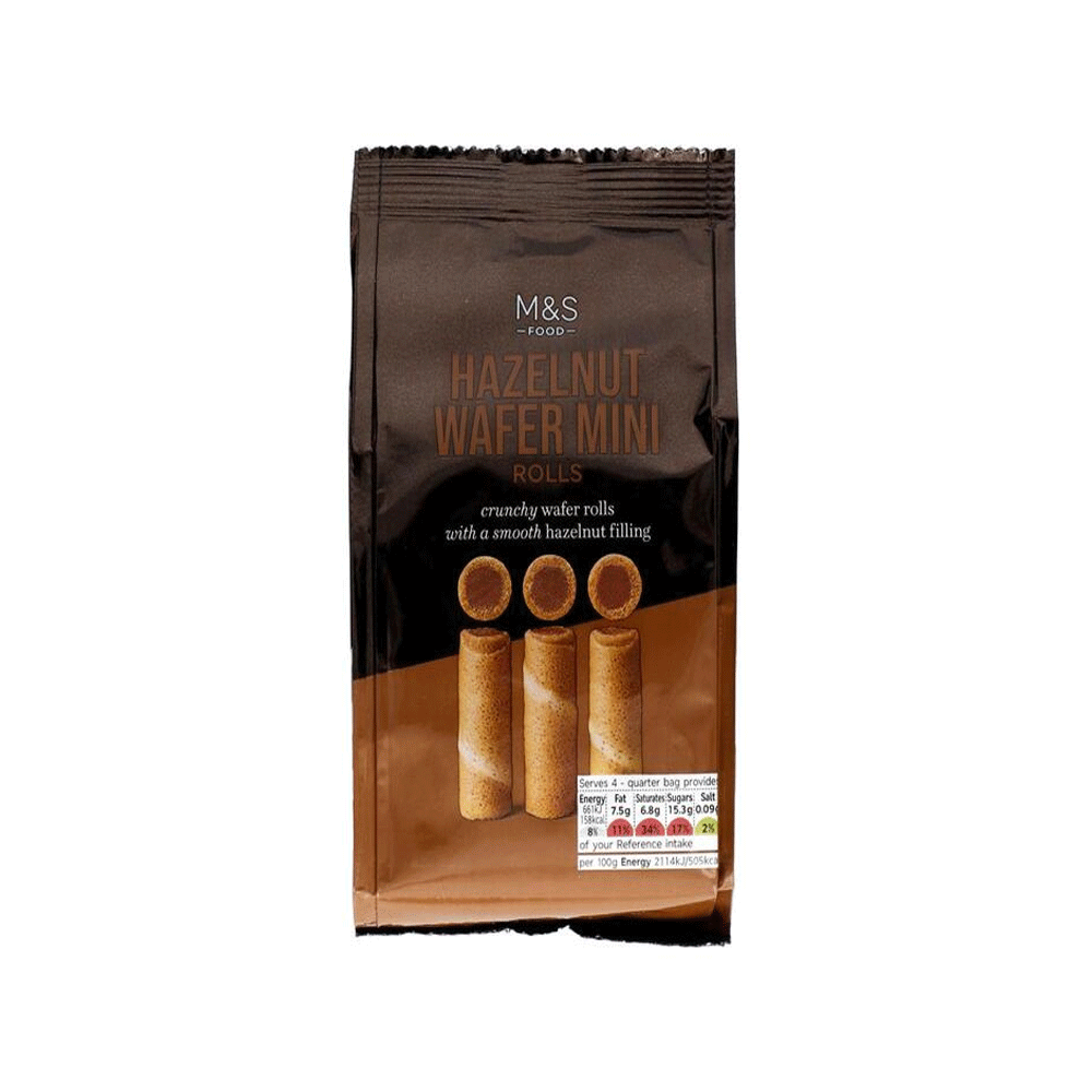 M&s Hazelnut Waffer Mini Rolls 125g