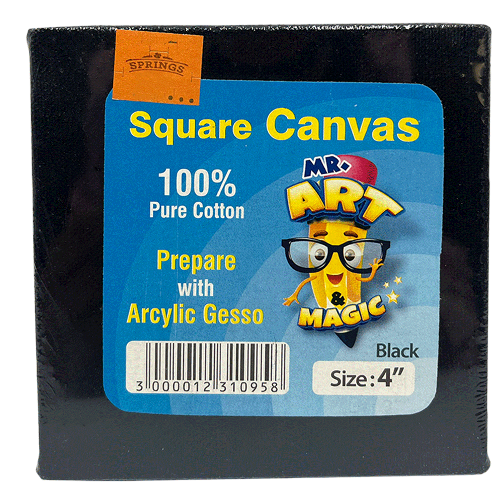 Black Square Canvas 4"