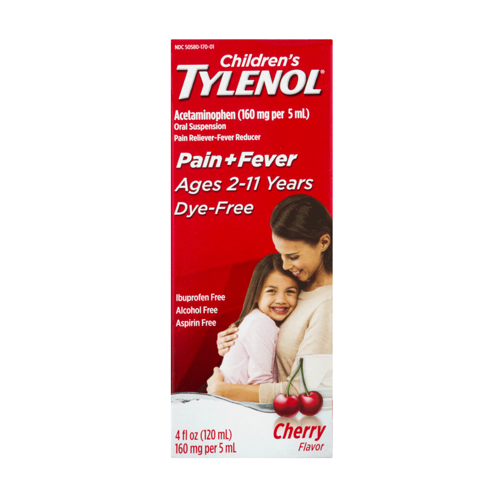 Tylenol Dye-Free Pain+Fever Cherry Flavor Syrup 120ml