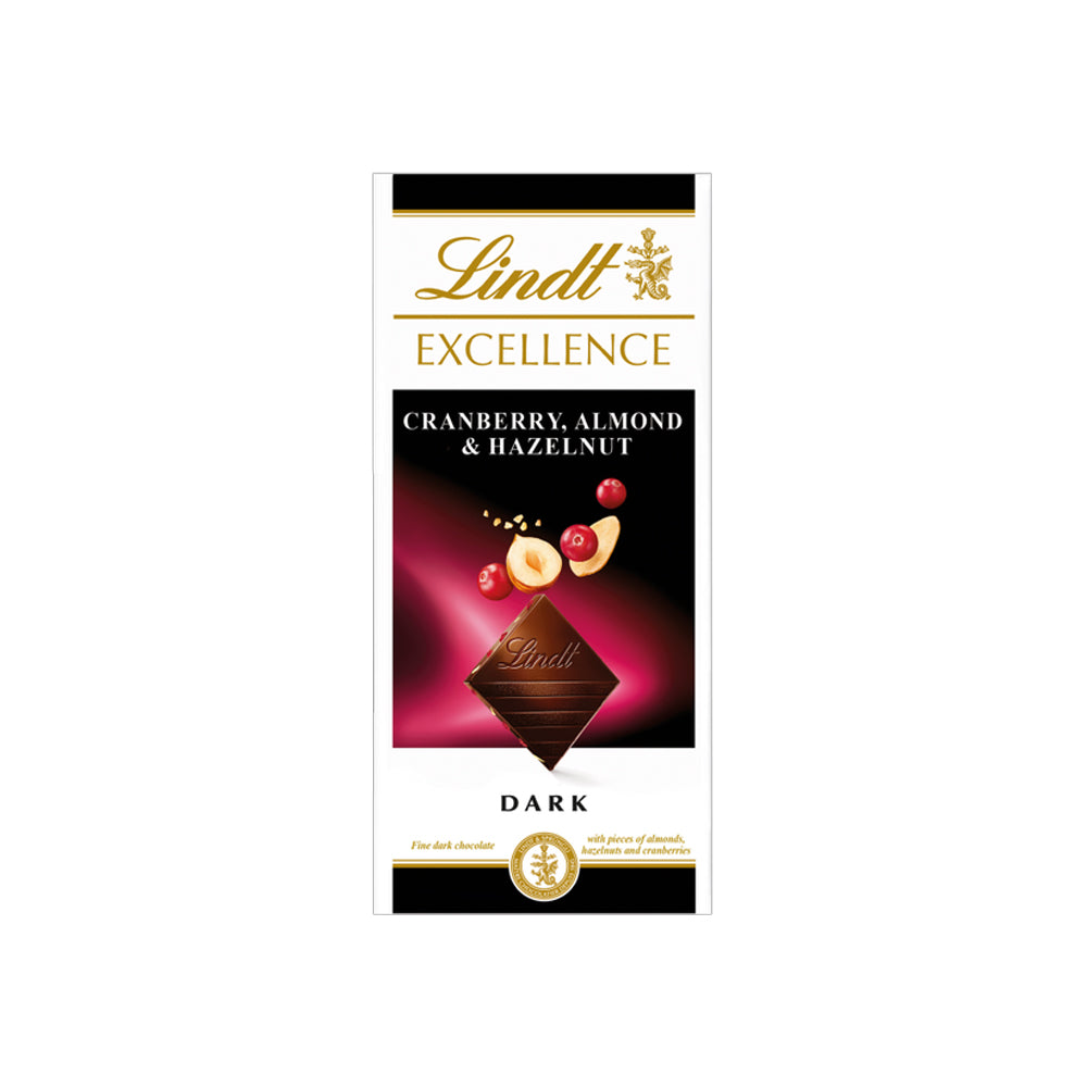 Lindt Cranberry, Almond & Hazelnut Dark Chocolate 100g