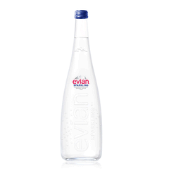 Evian Sparkling Mineral Water Glass Bottle 0.75L
