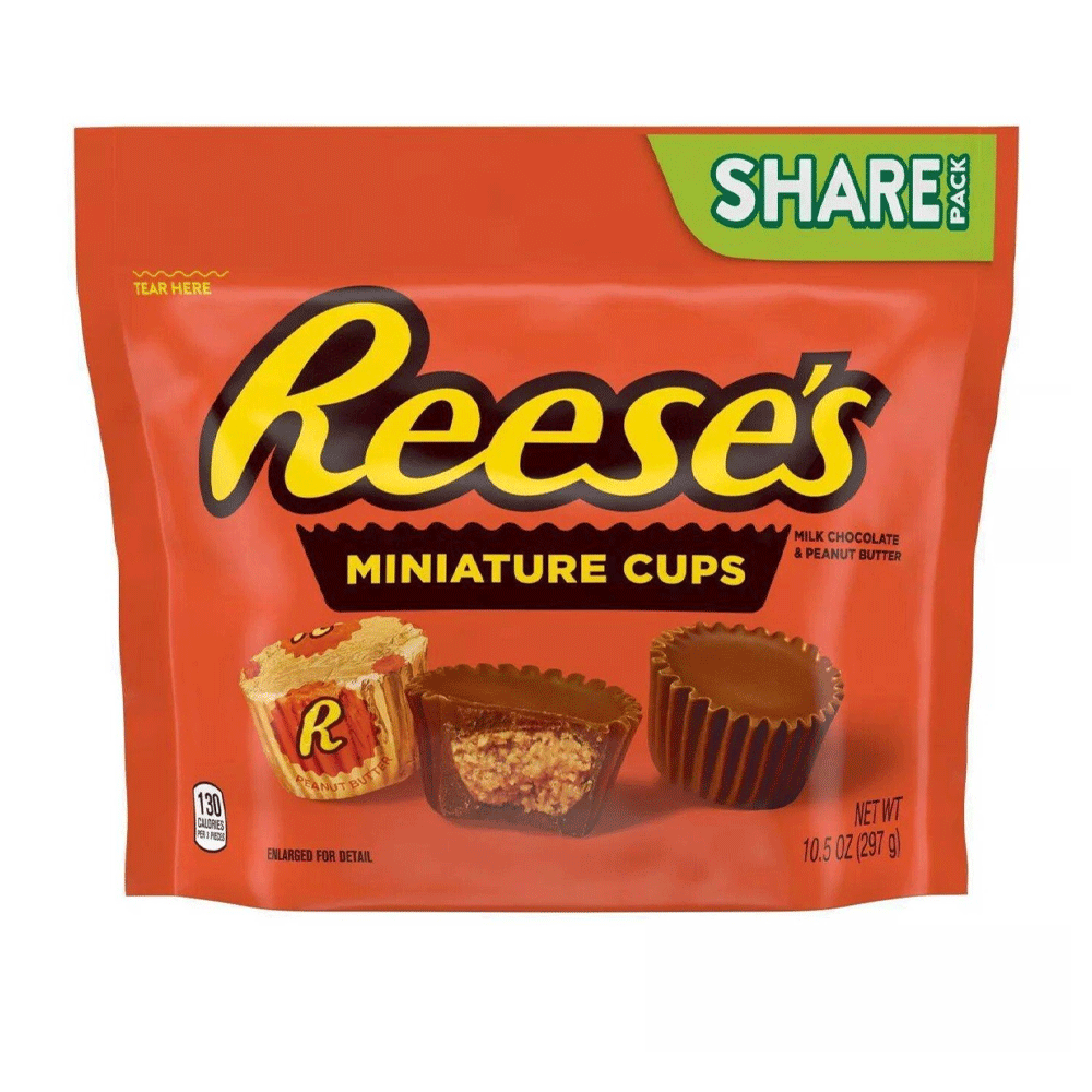 Reeses Milk Chocolate & Peanut Butter Miniature Cups Bag 297g