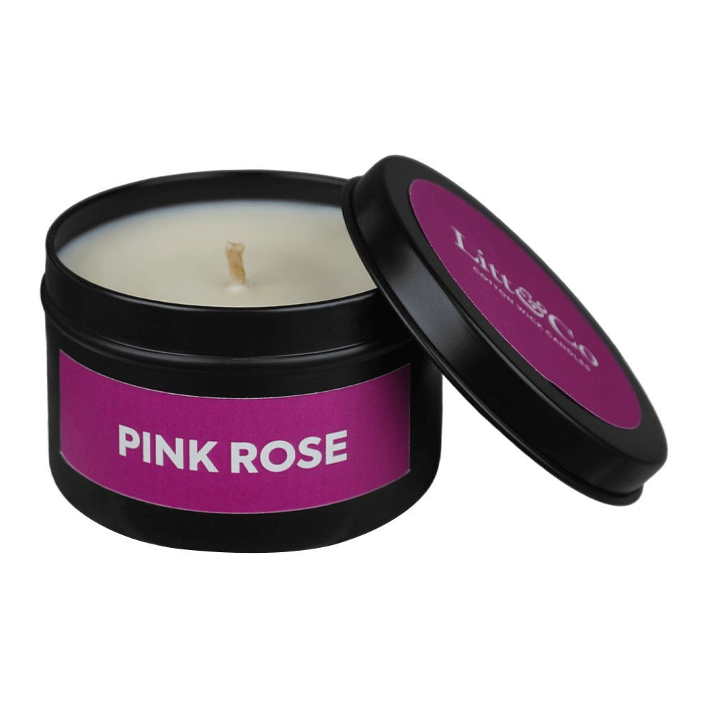 Litt&co Pink Rose Cotton Wick Candle