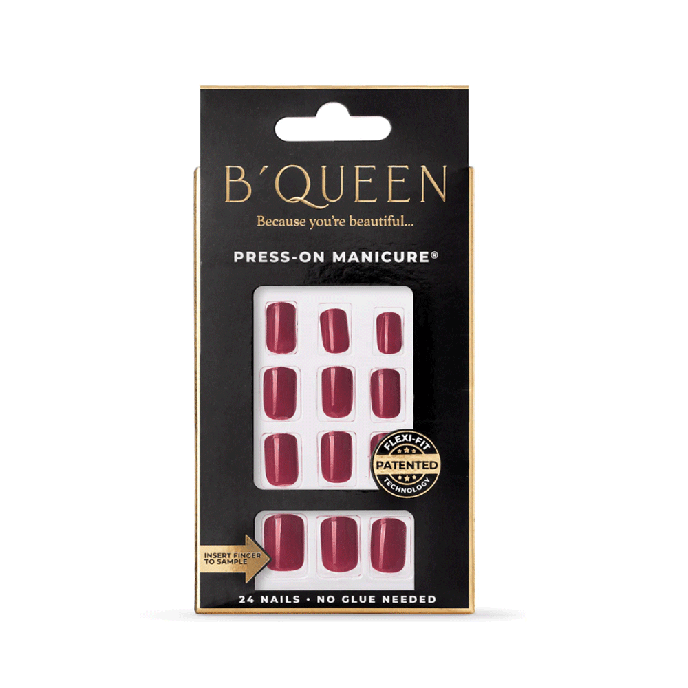 B'queen Solid Nails Maroon Ombre (square)
