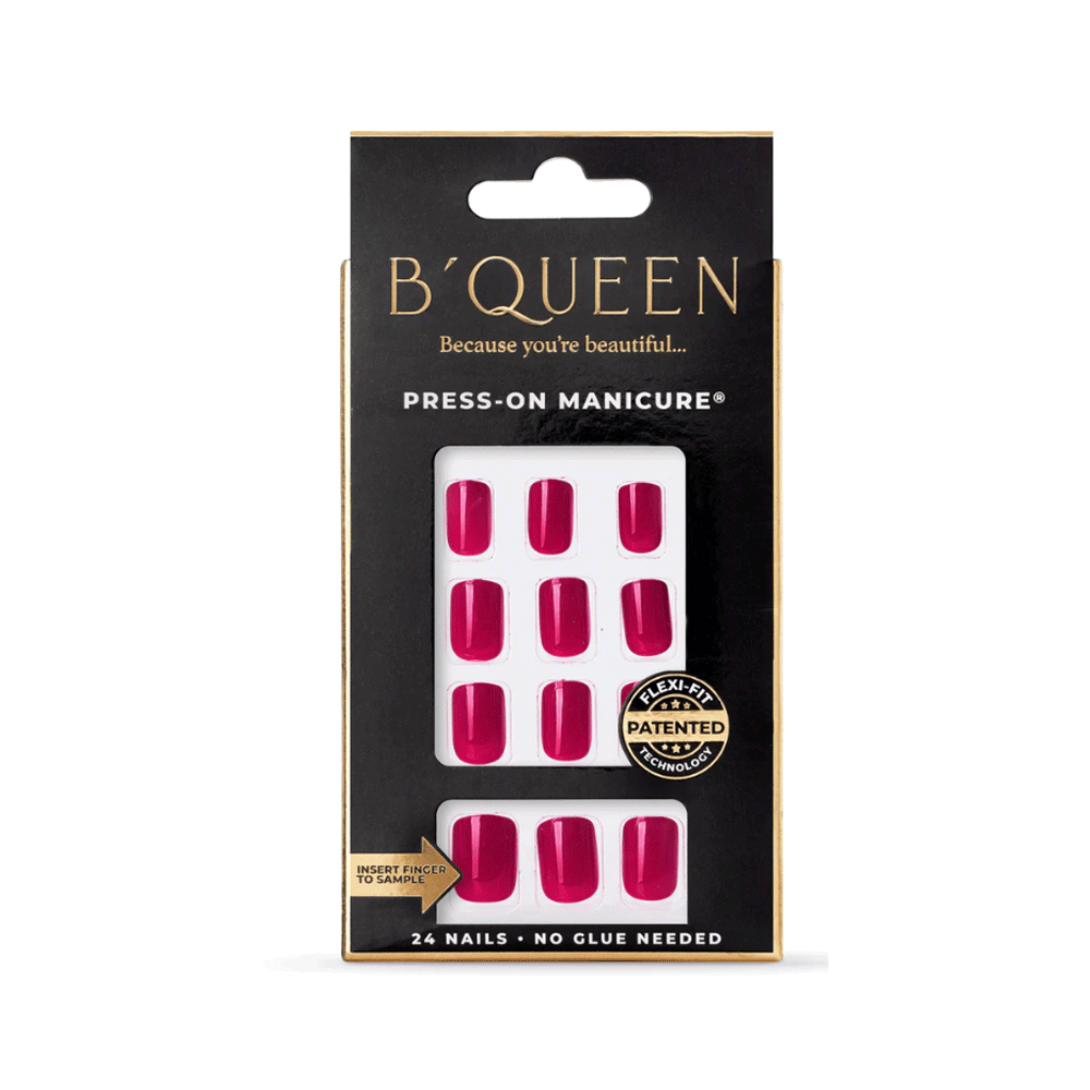 B'queen Solid Nails Hot Pink (square)