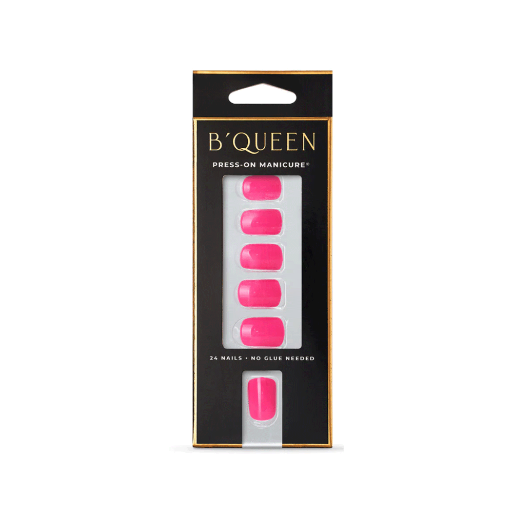 B'queen Solid Nails Neon Pink (square)