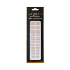 B'queen French Nails Cream With Silver Glitter (square)