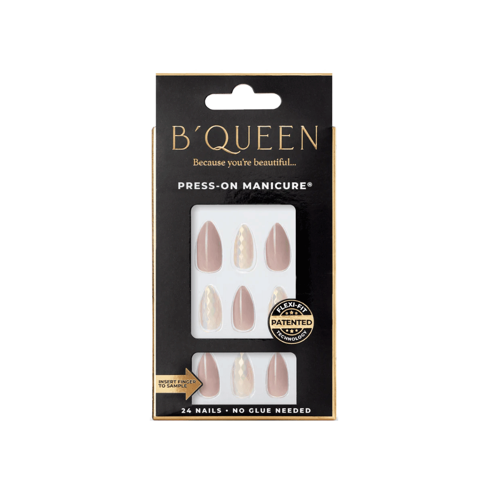 B'queen Fancy Nails Holographic Nude (coffin)
