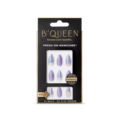 B'queen Fancy Nails Holographic Blue Grey (coffin)