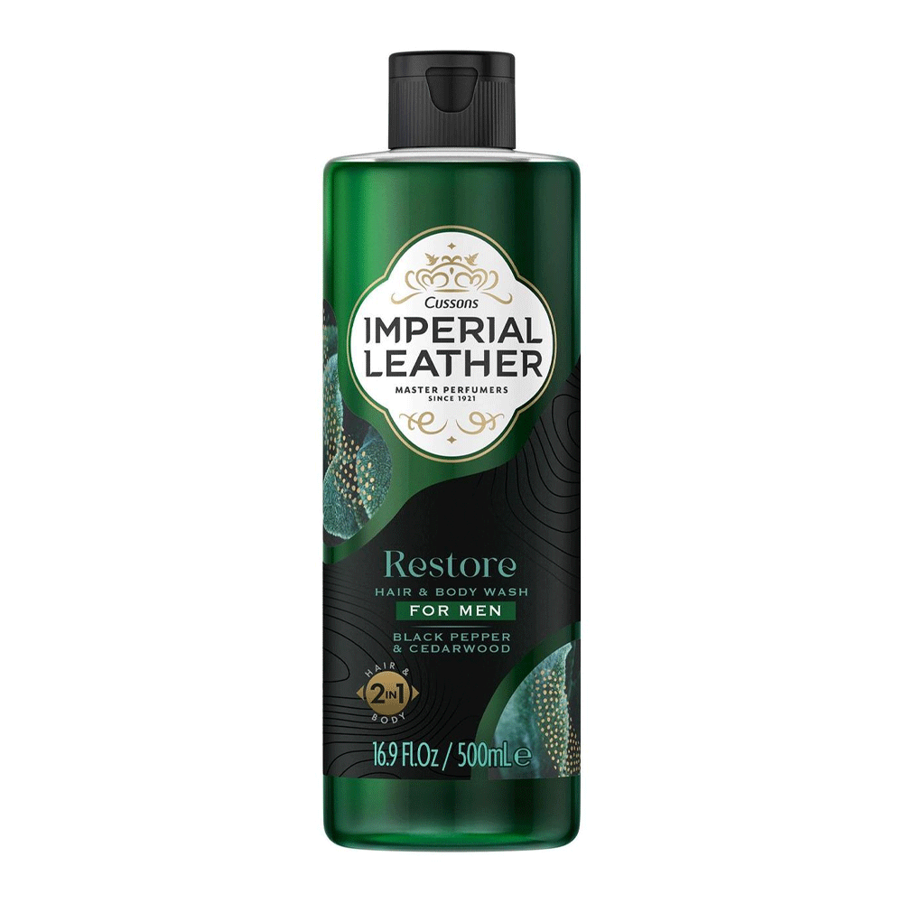 Imperial Leather Restore For Men black pepper & cedarwood 2in1 shower gel 500ml