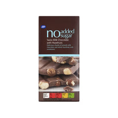 Boots No Added Sugar Swiss Milk Chocolate With Hazelnuts 100g