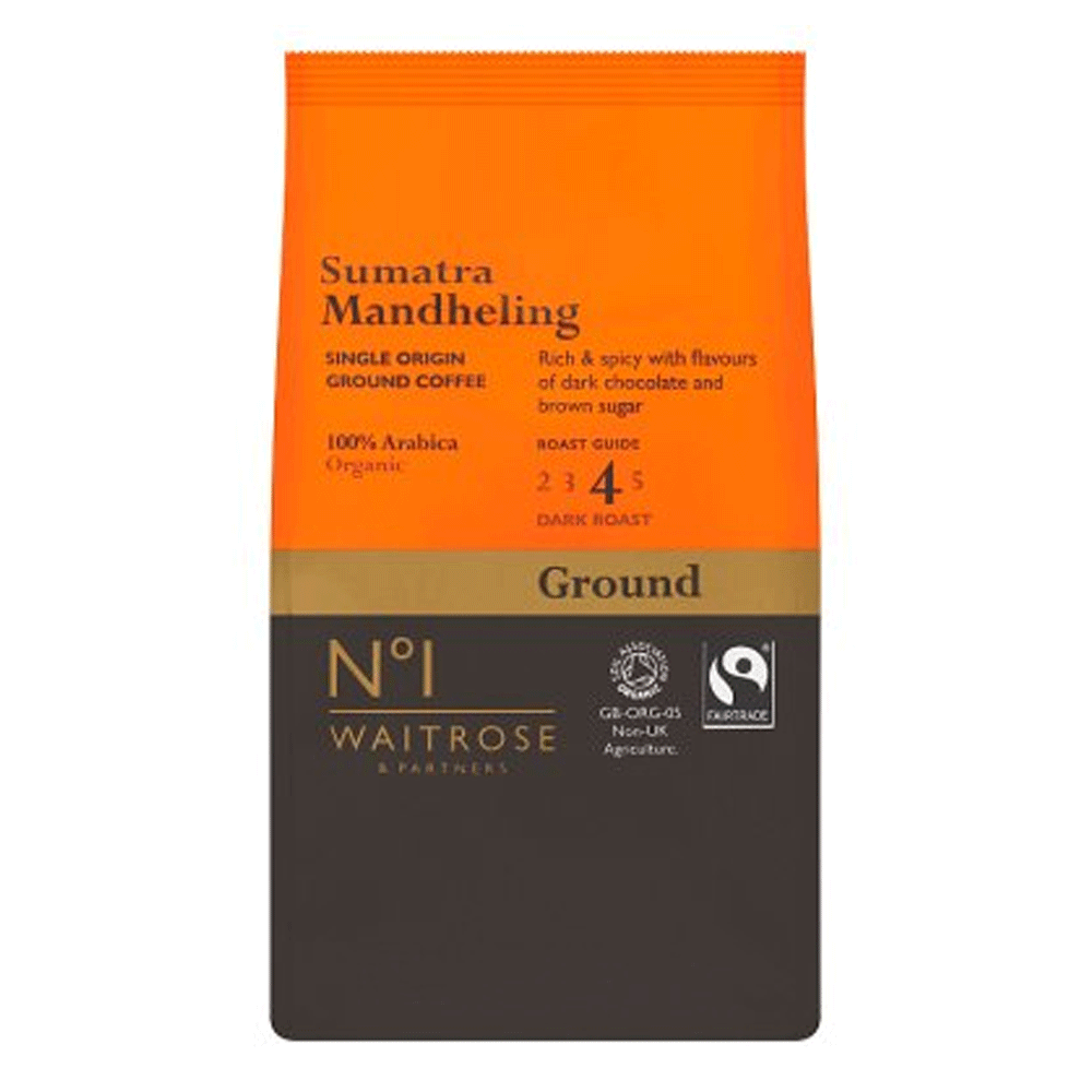 Waitrose Sumatra Mandheling Dark Roast Coffee 227g.