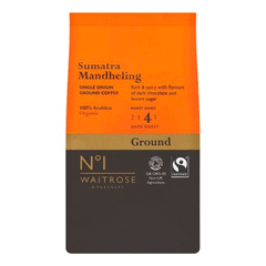 Waitrose Sumatra Mandheling Dark Roast Coffee 227g.