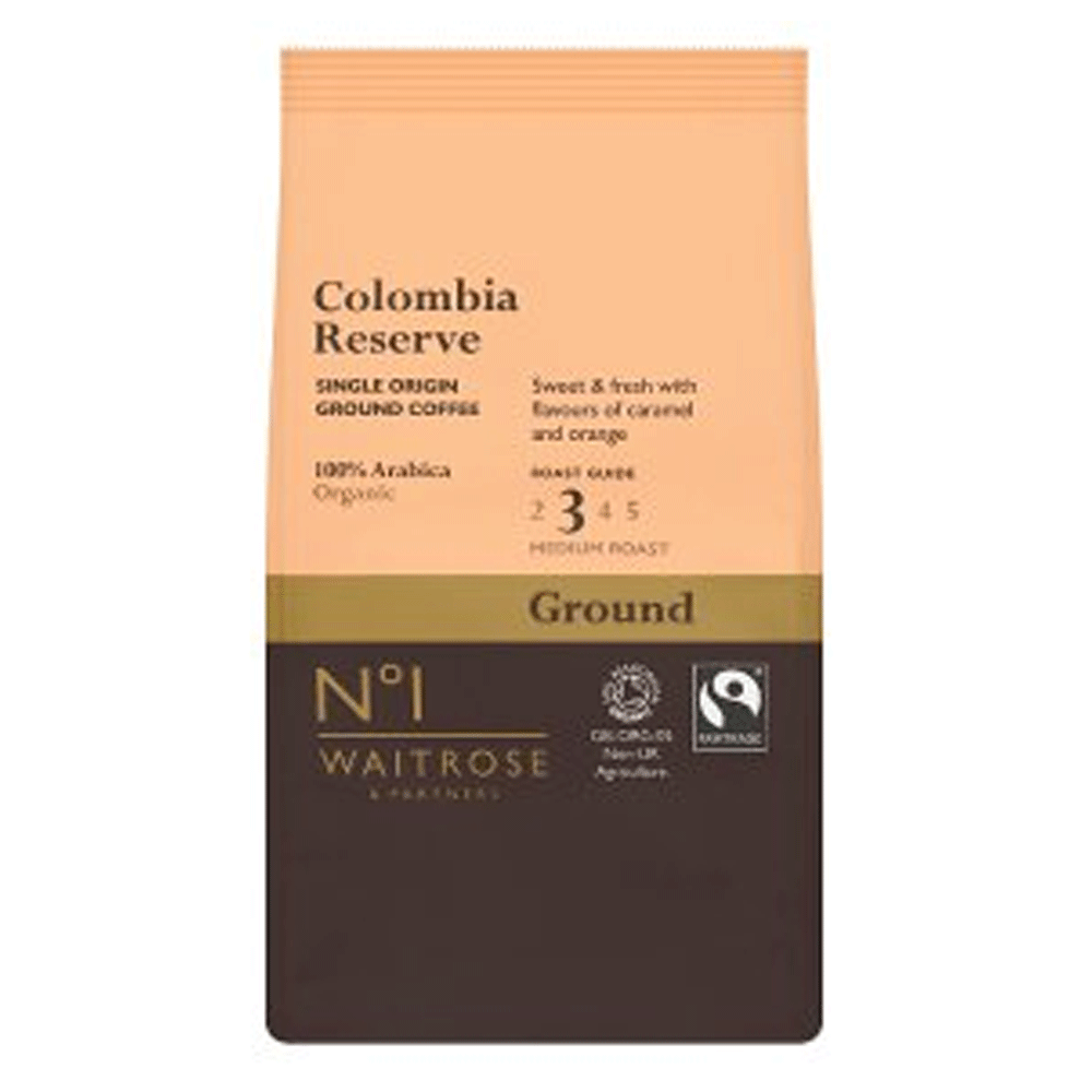 Waitrose Colombian Reserve Ground Coffe Beans 227gq