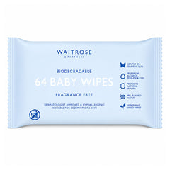 Waitrose Mini Fragrance Free Baby Wipes 64s
