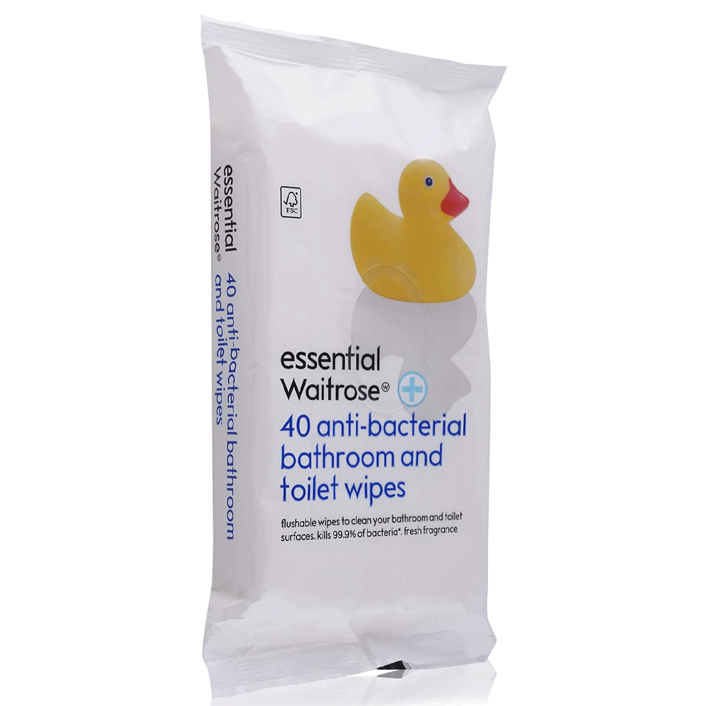 Waitrose Anti Bacterial Bathroom & Toilet Wipes 40pk