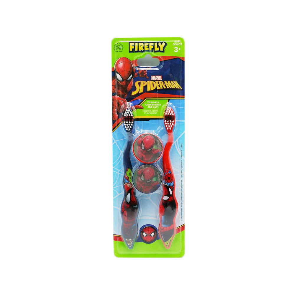Firefly Spiderman Toothbrush With Travel Caps Twin