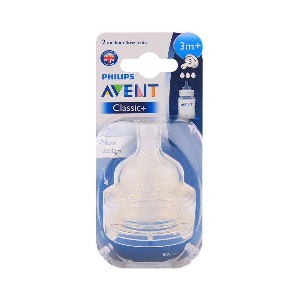 Philips Avent Classic Silicone Teat 3m+ Medium 3h Pk2 (scf633/27)