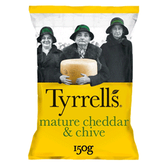 Tyrrells Mature Cheddar & Chive Chips 150g