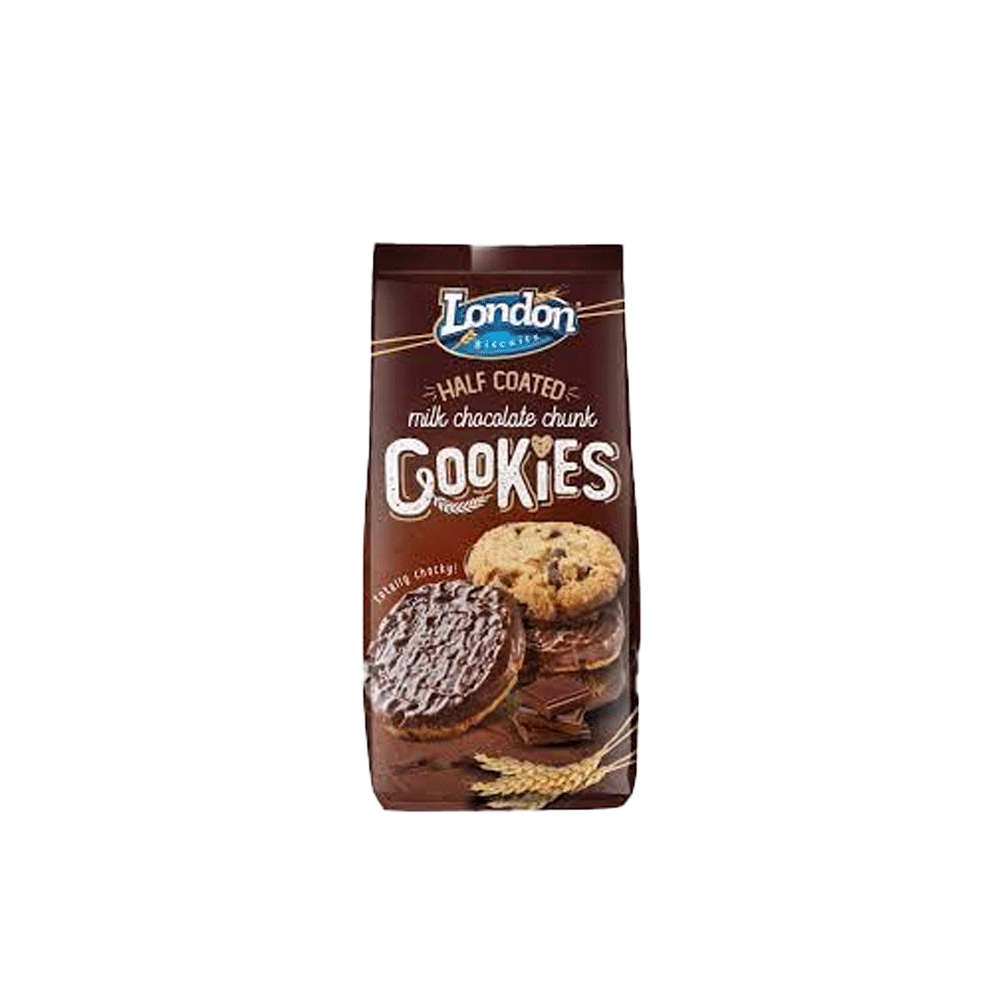 London Half Coated Milk Chocolate Chunk Cookies 160g