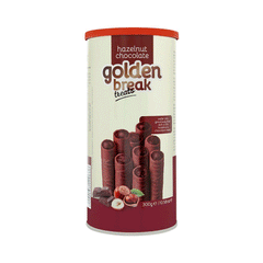 Golden Break Treats Hazelnut Chocolate Wafer Rolls Tin 300g