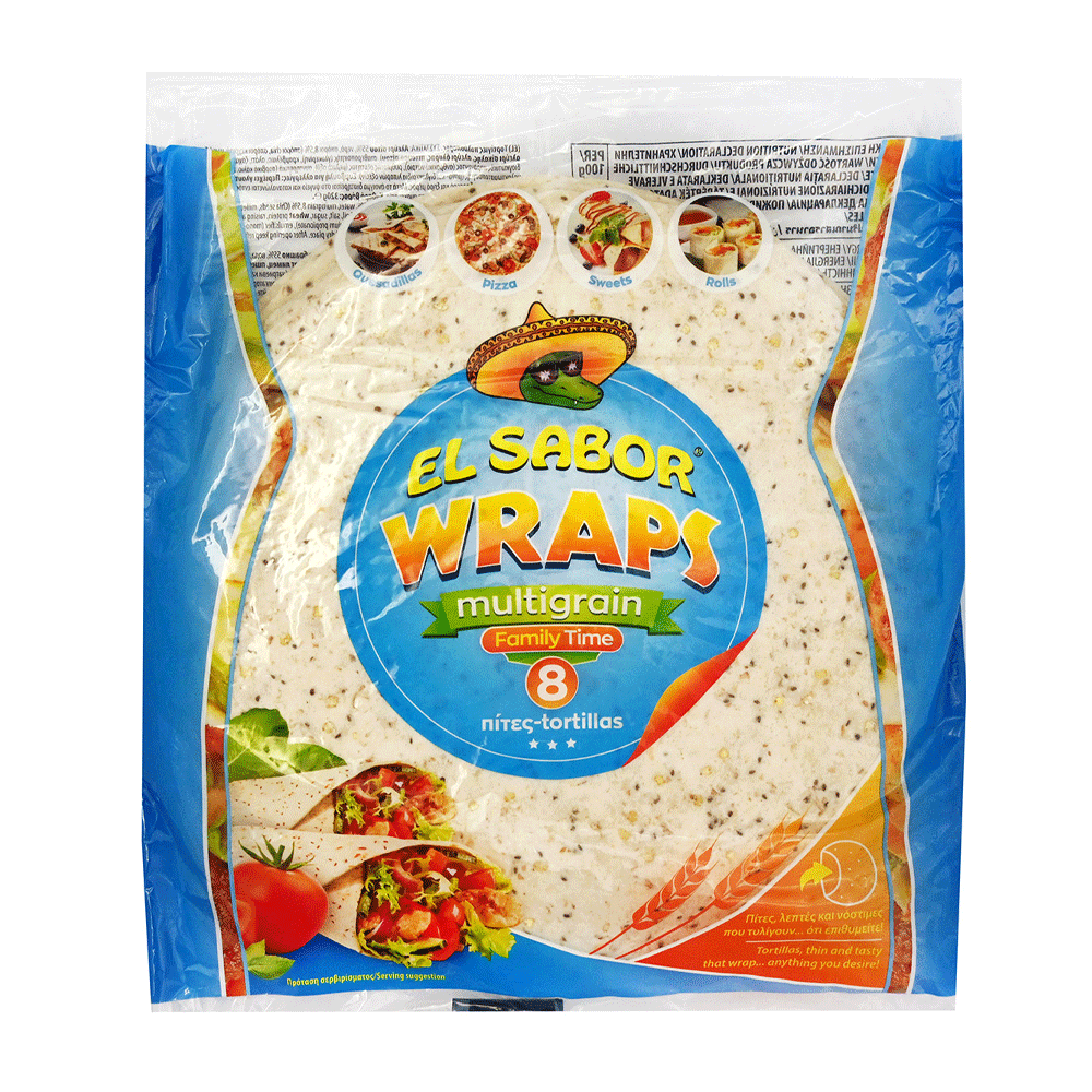 El Sabor Wraps Multigrain Family Time 8s Tortillas 320g