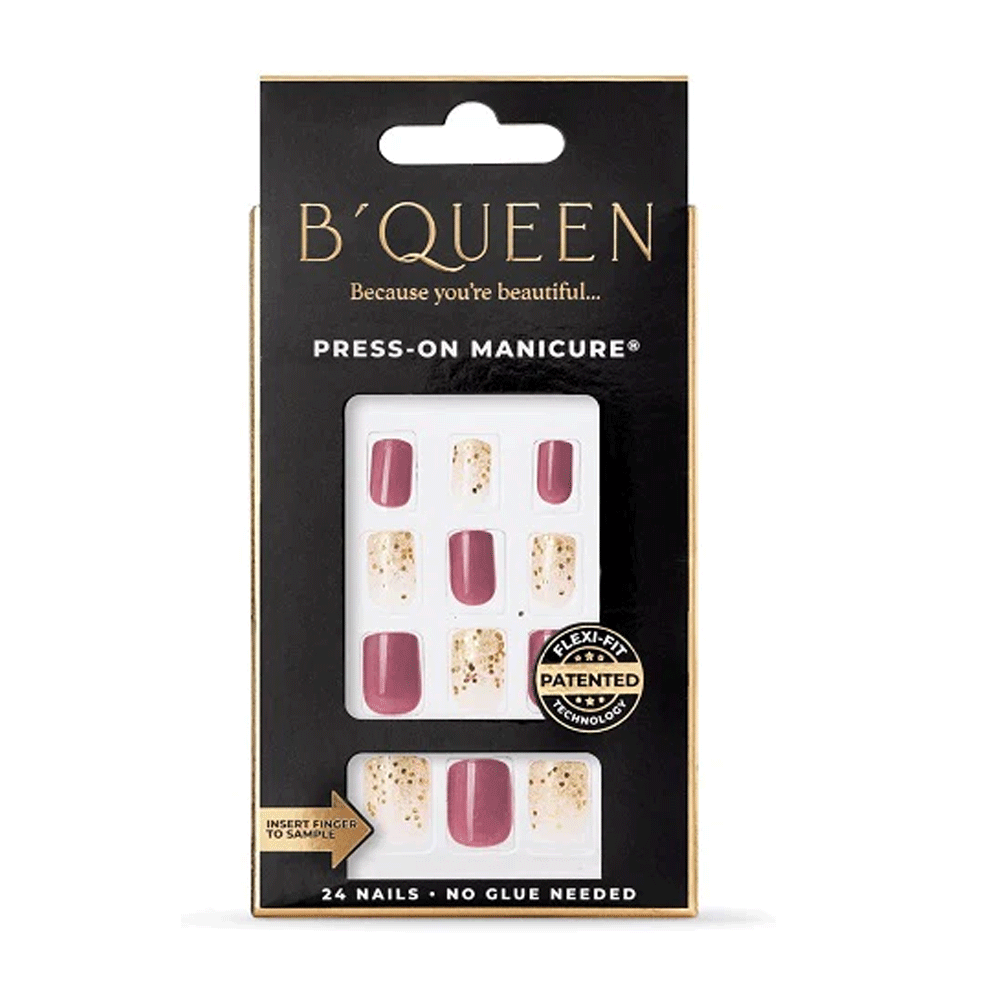B'Queen Fancy Nails Gold Sparkle & Mauve
