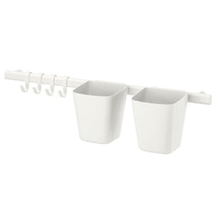 Ikea Sunnersta rail with 4 hooks and 2 containers 104.551.51