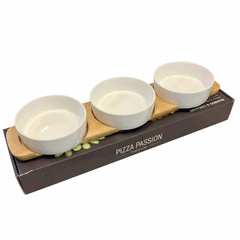 Danny Home Bamboo & Ceramic Topping Platter Set 4s Bw20-97