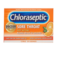 Chloraseptic Sore Throat Citrus Flavour Lozenges 18s Box