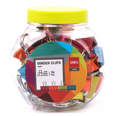 Deli Colour Binder Clips 24s 8560