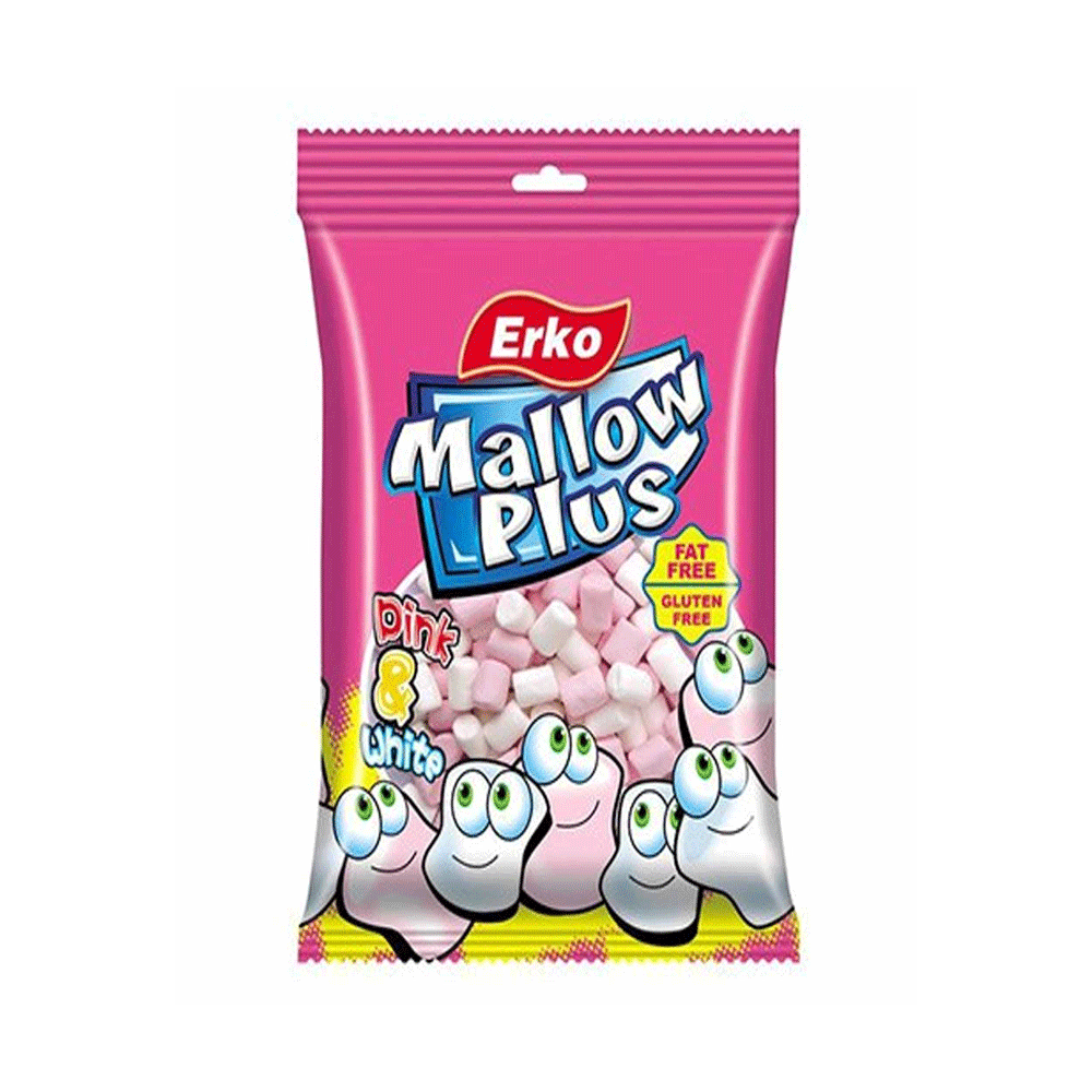 Erko Mallow Plus Pink & White Mallows Fat Free Gluten Free 100g