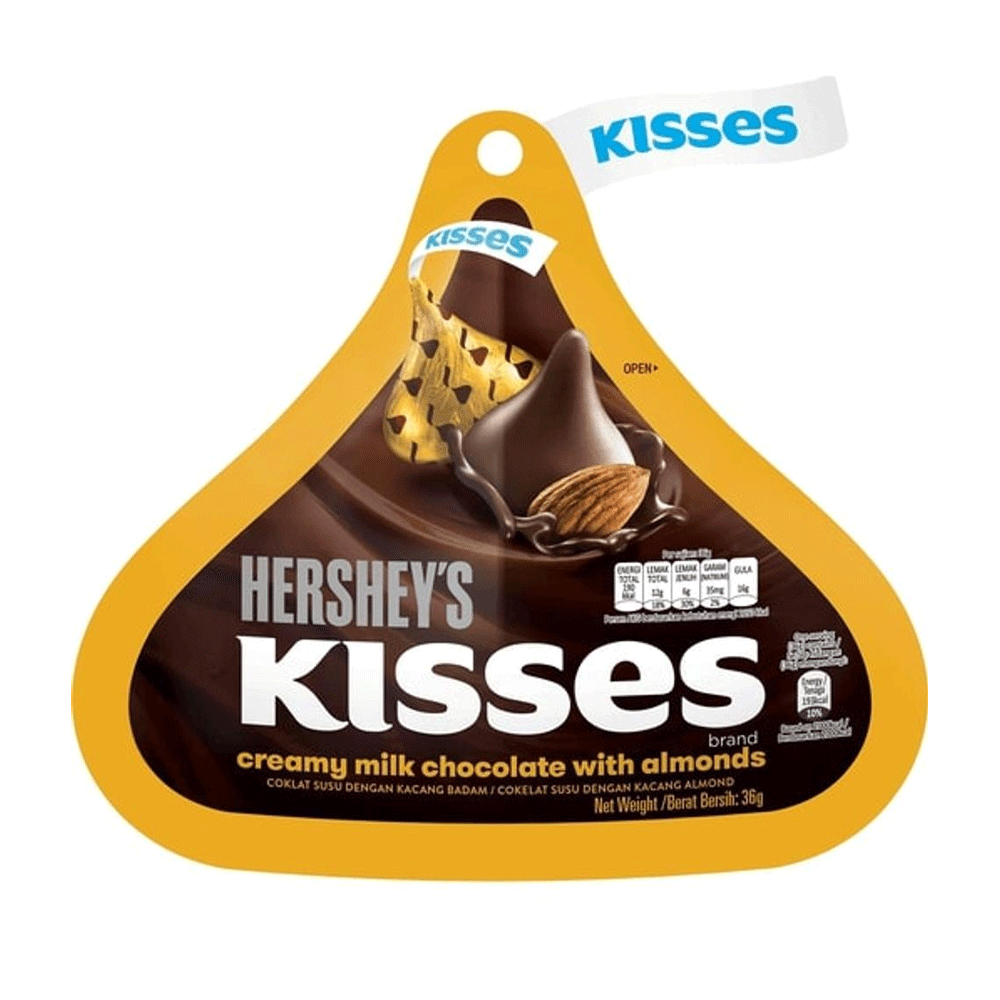 Hersheys Kisses Creamy Milk Chocolate With Almonds 36gm