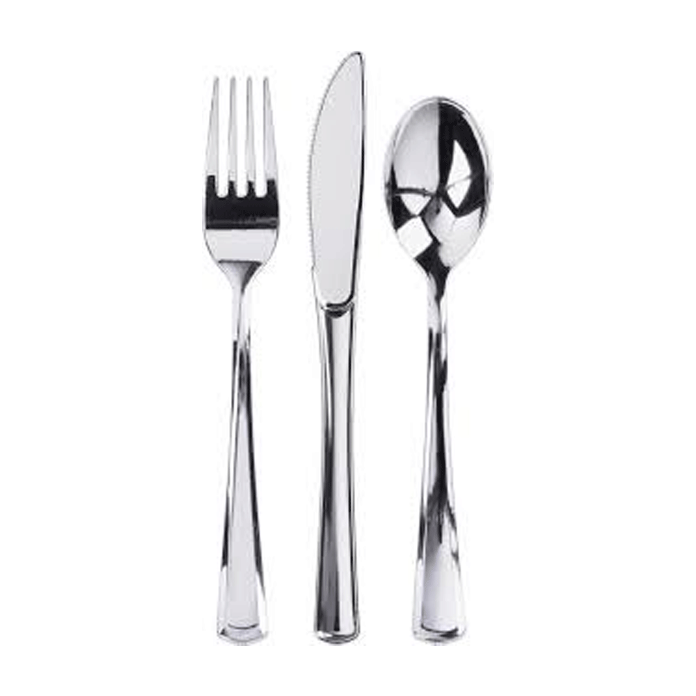 Silver Plastic Forks & Spoons